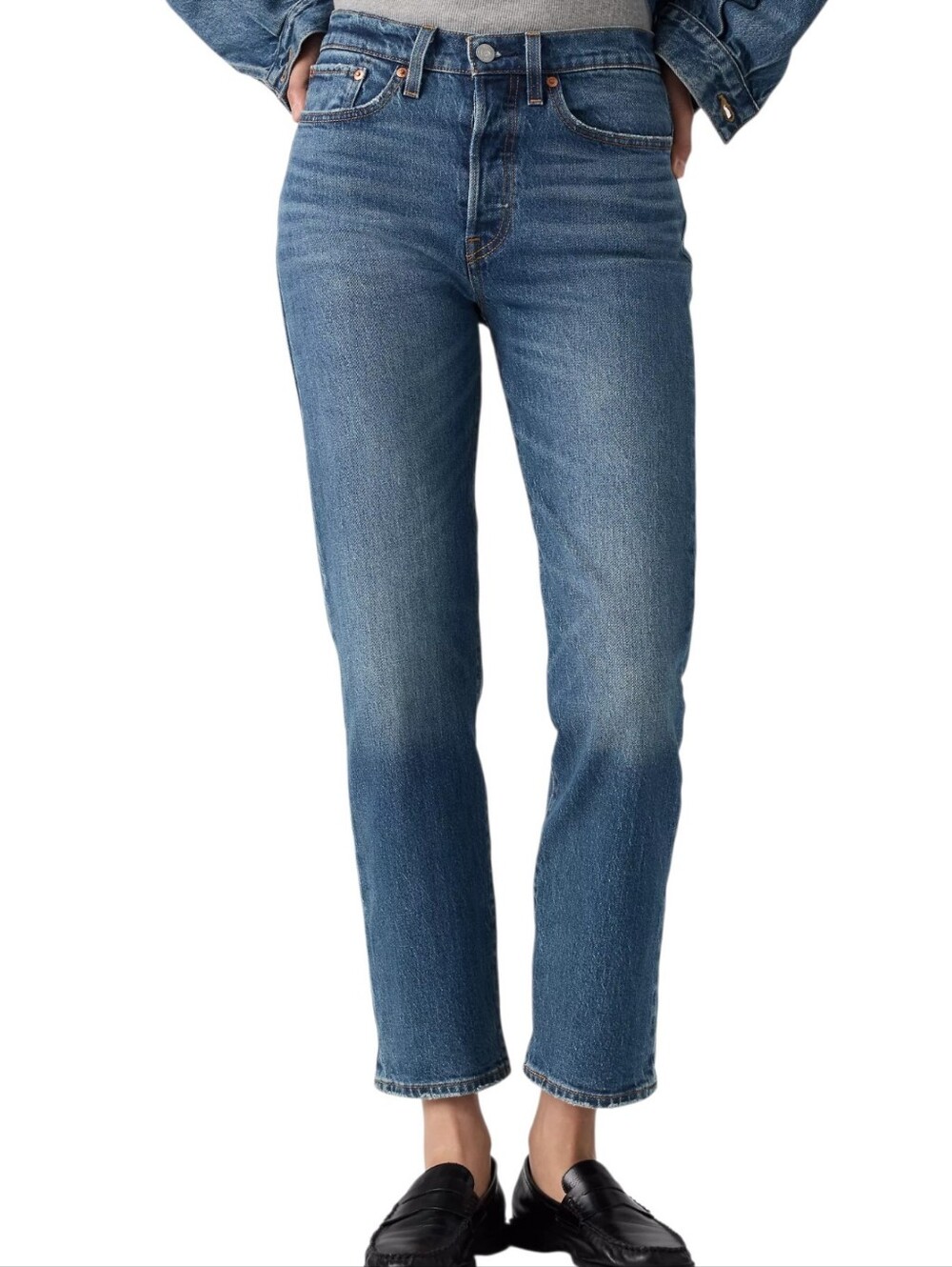 Levi's Premium Wedgie Straight Ankle Jeans Women 31 Dark Wash High Rise